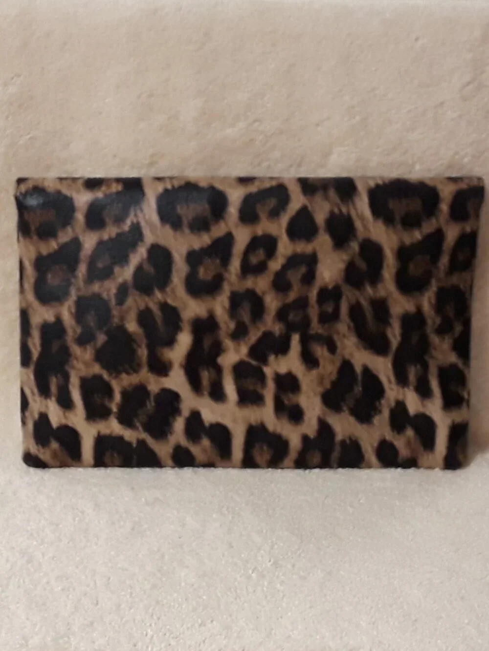 Style & Co Leopard Print Envelope Clutch/Bag Faux-Leather Gold-tone Bar SnapFlap